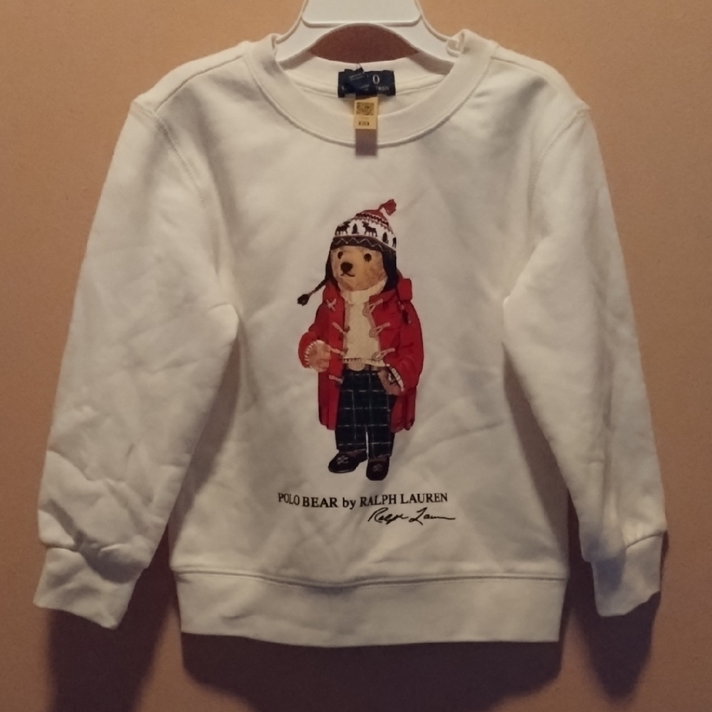 Ralph Lauren Kids White Sweatshirt with Polo Bear